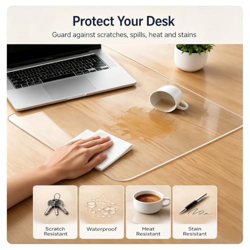 Clear Desk Pad Blotter on Top of Desks 47.2x53.2in, 1.5mm
