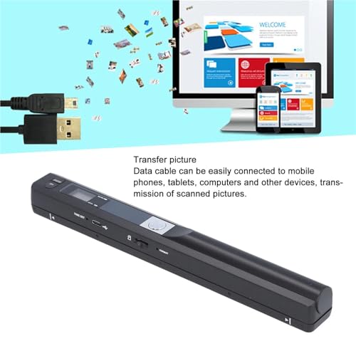 Handheld Document Scanner Portable PDF and JPG HD Scanning USB 2.0 8.27 Inch with CD for Pictures(6.4mm -1)