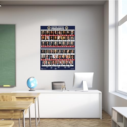 All Presidents of the united states Of America 47th 2nd Term Super EXTRA LARGE poster (42x60in) COLOR PHOTOS chart LAMINATED Classroom Big school decoration HUGE | MADE IN USA | split.