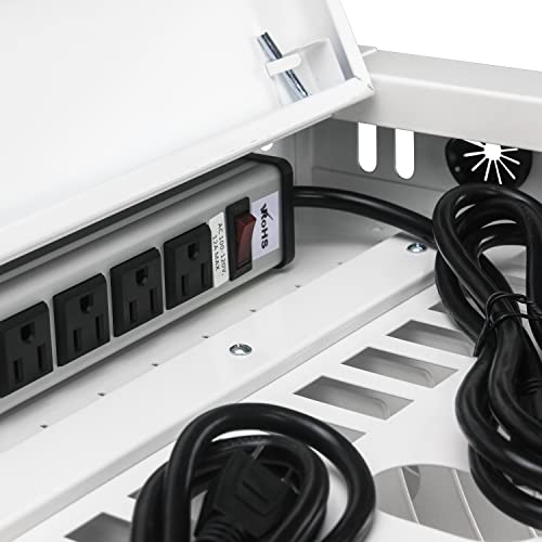 Leavader 16 Device Charging Cart - Portable Table Top Charging and Storage Cabinet for iPads, Tablets, Chromebooks and Laptop Computers with Lock, Surge Protection for Classroom or Office