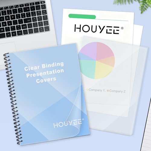 HOUYEE 200 Pack 5 Mil Clear Binding Presentation Covers,PVC,8.5" x 11"