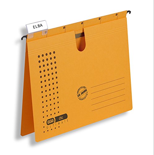 Elba Chic Ultimate 85741AZ Suspension File Folder Thumb Hole Loose Leaf System Pack of 25 Anthracite Suspension File Chic Ultimate®, Commercial Filing Yellow