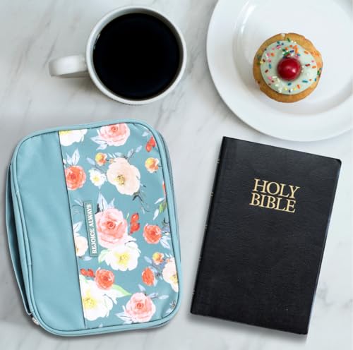 Large Teal Pink Bible Bag Book Case | Bible Cover Case for Women | Bible Case for Girls | Bible Carrying Case | Bible Book Cover - Handle Ribbon Bookmark Pen Loop Organizer Pockets 10.12X7.62X2 Inches