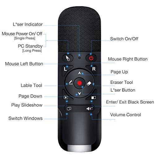Presentation Clicker Air Mouse Function Wireless Presenter USB Powerpoint Clicker, RF 2.4 GHz Presentation Remote Control Clicker for powerpoint presentations Support Mac, Laptop, Computer 11