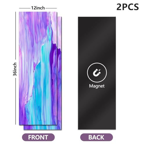 CEREJYPUZ 2 Pcs Locker Magnetic Wallpaper Blue Green Teal Pink Purple Abstract Art 12" x 36" Wall Magnetic Sticker Removable Locker Accessories Decor Easy Install for Office School