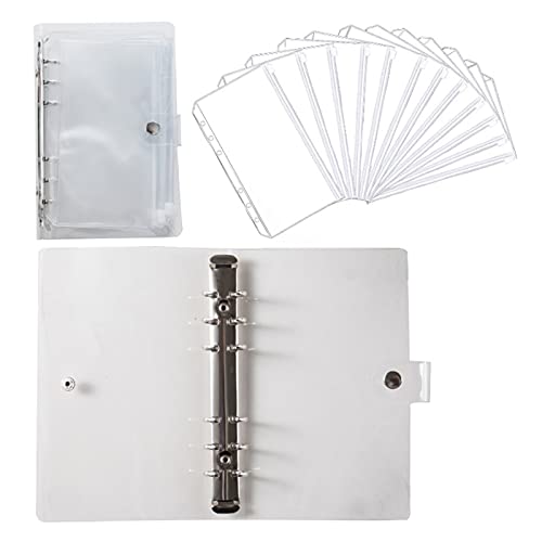 Clipboard Leather Notebook Binder Planner Budget Organizer with 12 Loose-leaf Zipper Bags for Office School Supplies Office Clipboard (Color : Transparent)