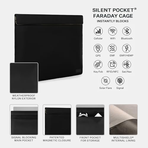SLNT Faraday Laptop Sleeve - Signal Blocking Laptop Bag (Black, 15 inch)