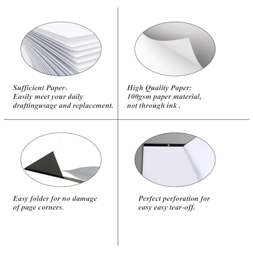 (2-Pack) Large Blank Paper Pad - 22" x 17" Blank Notepad, 100 Sheets/200 Pages, 100 Gsm White Paper Notepad for Office/School/Home