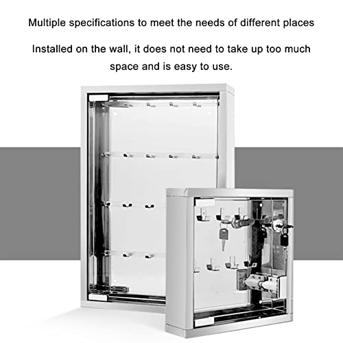 Key Cabinet Key Lock Box Wall Mount, Glass Clear Door, Wall Mounted Stainless Steel Key Storage Box with Keys and Colored Key Labels (Size : 48)