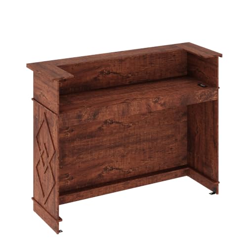 Yuanzaifeng Reception Desk with Transaction Counter,Laminate Standing Front Desk (Brown)