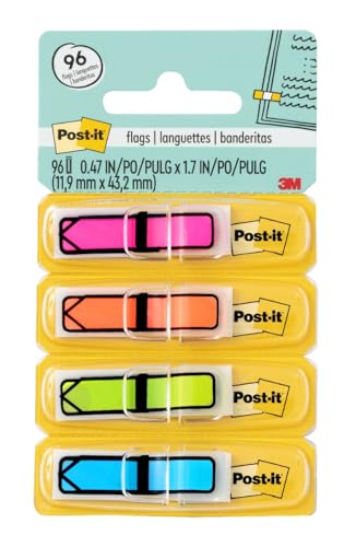 Post-it Arrow Flags, 0.47 in. x 1.7 in., 24 Pack, Assorted Bright Colors