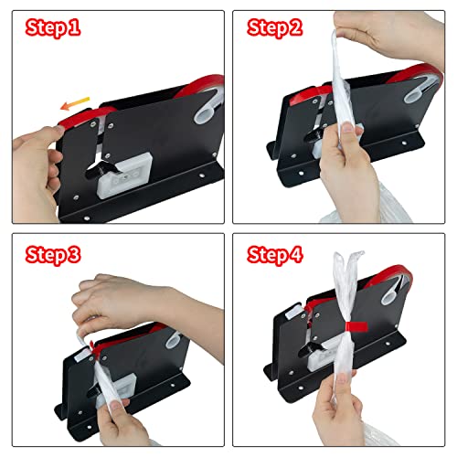 Steel Tape Bag Sealer with Bag Trimmer, 6 Rolls of Tape