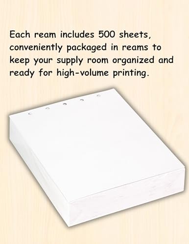 Limited Papers(TM) Writing and Copy Paper,75 GSM, Variation of Colors 8.5" x 11", 5 Hole Top-Punched, 20 Pound Text, 500 Sheets Per Ream. (5000, White)