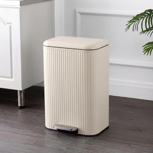 happimess Astra 13.2 Gal Rectangular Step Trash Can, Limestone Beige