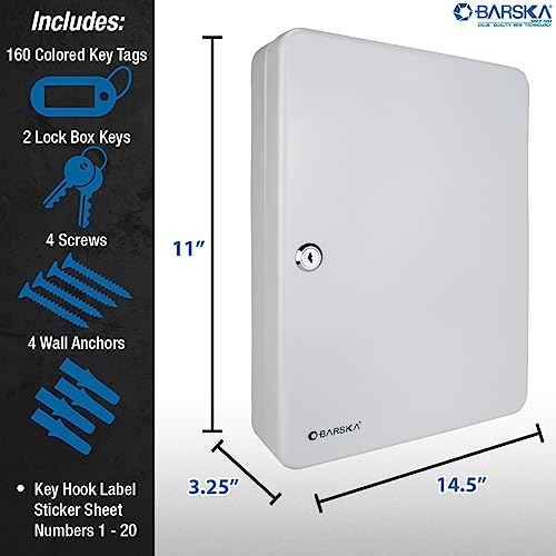 winbest Barska Key Lock Box 90/57 /50 Capacity, Key Holder Wall Mount Lockbox, Steel Key Organizer Cabinet for Home, Office, Property Managers and Rental Hosts