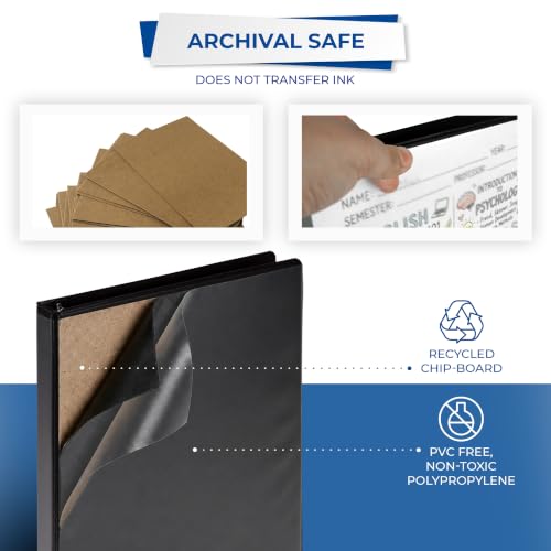 Samsill Durable 0.5 Inch Binder, D Ring Binder, Customizable Clear View Cover, Black, 24 Pack, Each Holds 125 Pages
