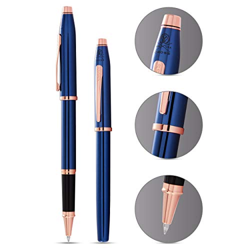 Cross Century II Refillable Gel Ink Rollerball Pen, Medium Rollerball, Includes Luxury Gift Box - Translucent Cobalt Blue