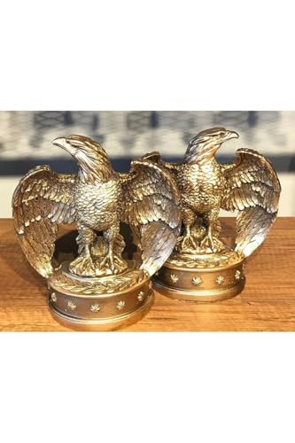 Eagle Bookends Set 2 Pieces Metallic Finish Polyester Heavy Duty - Antique