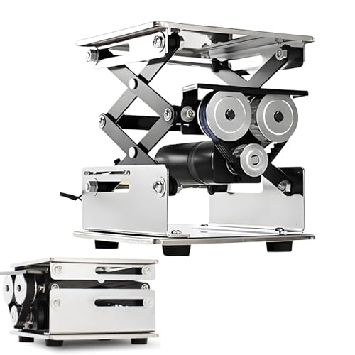 Tiuheyo Electric Scissor Jack Lifting Platform, Stainless Steel Lab Adjustable Elevating Table with Wireless Remote Control, 200x200mm, 10KG Capacity