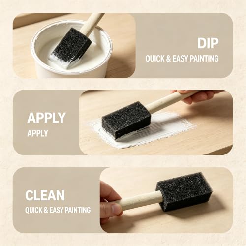 100 Pcs Foam Paint Brushes, Wooden Handle Sponge Brushes, 1 Inch