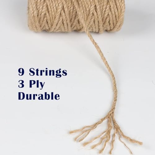 PerkDecor 20Pack 5mm Natural Jute Twine Rope 2100 Feet Twisted Heavy Duty Thick Twine for Cat Scratching Post Tree Craft Projects Garden Home Decoration Packing Bundling (Brown-105Feet/Roll)