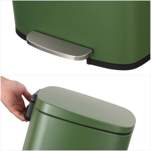 happimess Connor 2-Piece Iron Trash Can, Pine Green
