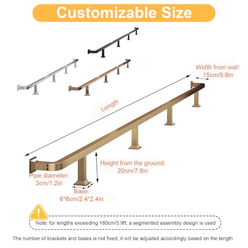 GUTYGIO Square Pipe Foot Rest for Bar Counter,Customizable Black-160cm/63in