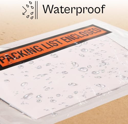 PSBM 1000 PCS 4.5 x 5.5 Inch Orange Panel Face Packing List Enclosed Envelopes, Invoice Packing Slips Pouch for Mailing Labels, Invoices, Documents and Slips