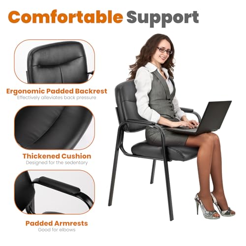 Sweetcrispy Waiting Room Chairs Set of 4, Office Guest Chairs No Wheels