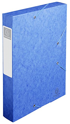 Exacompta Cartobox Elasticated Box File with 3 Flaps and 4 cm Spine 5/10th Polished Cardboard 24 x 32 cm Pack of 10 Blue