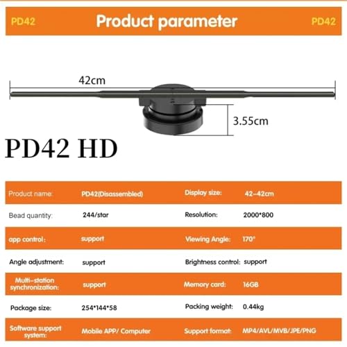 3D Hologram Fan 16.5in Projector WiFi with 244 LED Light Beads for Business Store Advertising(PD42 HD Set)