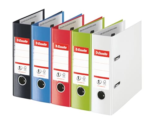 Esselte VIVIDA 468670 – Lever Arch File, A5 Polypropylene, Precision Patented Mechanism, Capacity 500 Sheets, 75 mm Spine, Black, Designed for Office