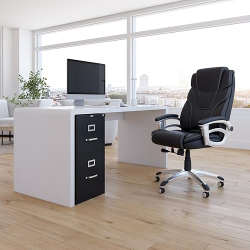 Staples 2-Drawer Vertical File Cabinet, Letter Size, Lockable, Black
