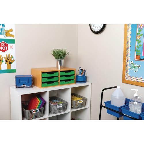 Really Good Stuff Oak 6-Slot Mail Center with Trays Single Color, 6 Trays