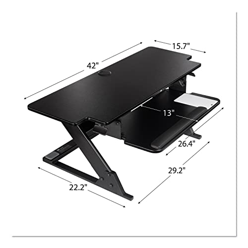 3M Precision Standing Desk, 42" X 23.2" X 6.2" to 20", Black
