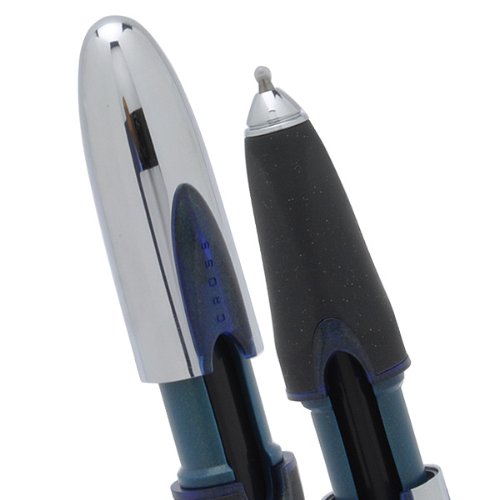 A.T. Cross Extremely Polished Chrome Metal Neptune Blue/Astral White Barrel,Black Gel Ink, Medium Point, Ion Pen