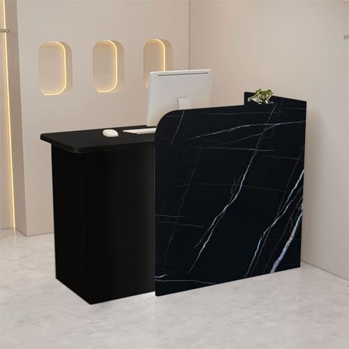 UxxStore Wooden Reception Desk with Drawer Storage, 60-220cm Front Desk Reception Counter Table, Modern Checkout Counter for Salon, Offices, Store, Hotel, Front Counter Retail Reception Room Tables