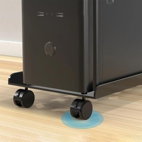 Xilin-872 CPU Stand CPU Steel Rolling Stand, Mobile PC Tower Cart with Locking Caster Wheels, Ventilated Floor CPU Holder for Home Office Computer Tower Stand(Black)