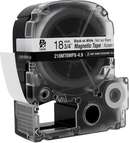 Epson LabelWorks 218MTBWPX Magnetic Tape, Black on White, 18mm, 5-Pack