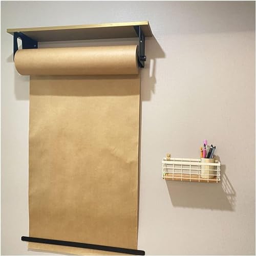 LNNW Kraft Paper Dispenser Wall Mounted Kraft Paper Holder Dispenser, Note Roll with Wall Rack & Cutter Artwork to-do Lists Decorative Message Boards for Wall(40cm/15.7in Wide)