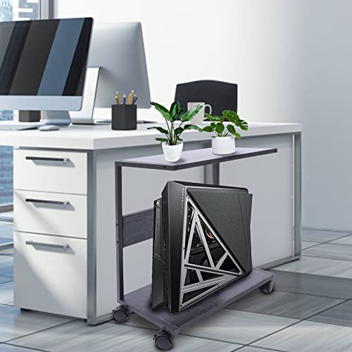 anezdbozr Computer Tower Stand, 2-Tier CPU Stand, Computer Carts & Machine Stands, with Lockable Wheels Most Desktop/Tower Computers (Black)