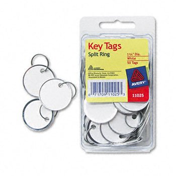 Avery® Metal Rim Key Tags TAG,KEY,MTL RIM,50/PK,WHT (Pack of12)