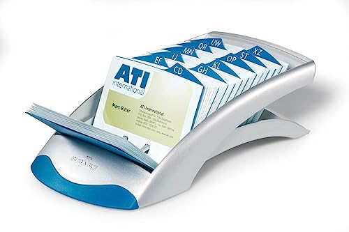 Durable Visifix Desk Business Card File Indexed Capacity 200 Silver Ref 2413/23