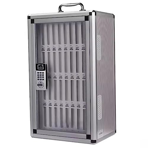 24/36/48/60/72 Slots Smart Password Cell Phone Cabinet Aluminum Alloy Pocket Chart Storage Locker Box with Portable Handle Key Lock & Handwritten Tags for Classroom Office Gym (Color : Silver, Size