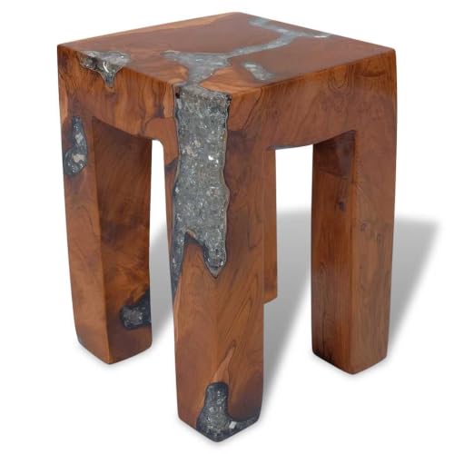 ZLXHFFH Solid Teak and Resin Stool, Handmade Footrest