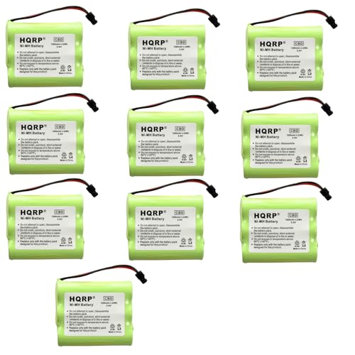 HQRP 10-Pack Cordless Phone Battery for Uniden BT-1006 BT1006 EXI916, EXI917 EXI960 EXI976 EXI8965 EXI916 EXI917 EXI960 EXI976 Replacement Extended High-Capacity