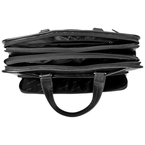 Mancini Pelle D’oro Triple Compartment 15.6” Laptop/Tablet Briefcase, Black