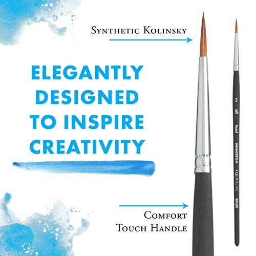 Princeton Aqua Elite, Series 4850, Synthetic Kolinsky Watercolor Paint Brush,Round, Size 6