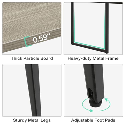Tribesigns 8FT Conference Table, 94.48L x 47.21W x 29.52H Inches Boat Shaped Meeting Table with Rectangle Grommet, Modern Seminar Boardroom Table for Office Conference Room (Grey & Black, 8ft)