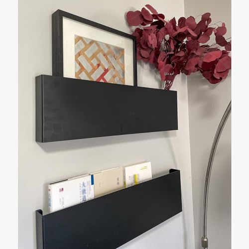 GTFDXJ 35 47 59 in Black Metal Magazine Rack Wall Mounted, Hanging File Brochure Storage Holder Comic Display Stand Book Shelf, Vertical Organizer for Home Office Reception Decor
